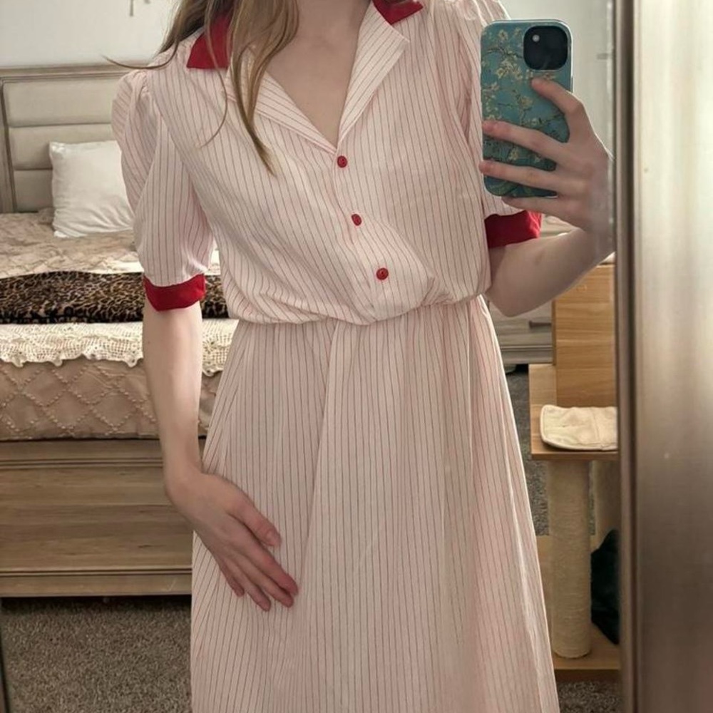 Vintage 1970s pinstripe dress